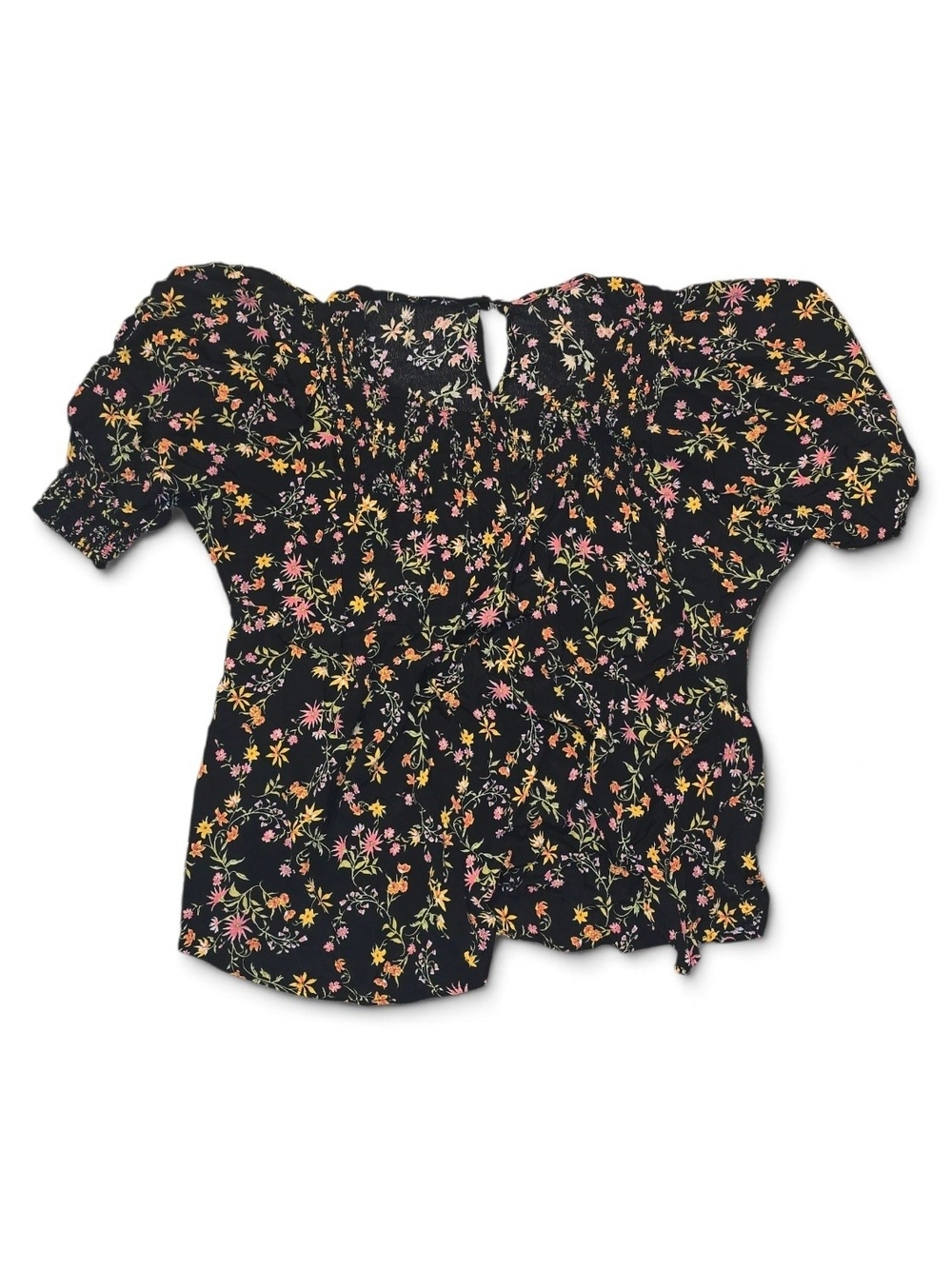 Women’s Black Floral Smocked Off-Shoulder Top